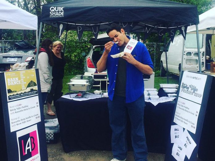 In addition to living history performances in the streets of Bobcaygeon, Globus Theatre is selling Sarah's famous Sticky Toffee Pudding, a popular item on the Globus Theatre menu, at the Bobcaygeon Farmers' Market. (Photo: Globus Theatre)