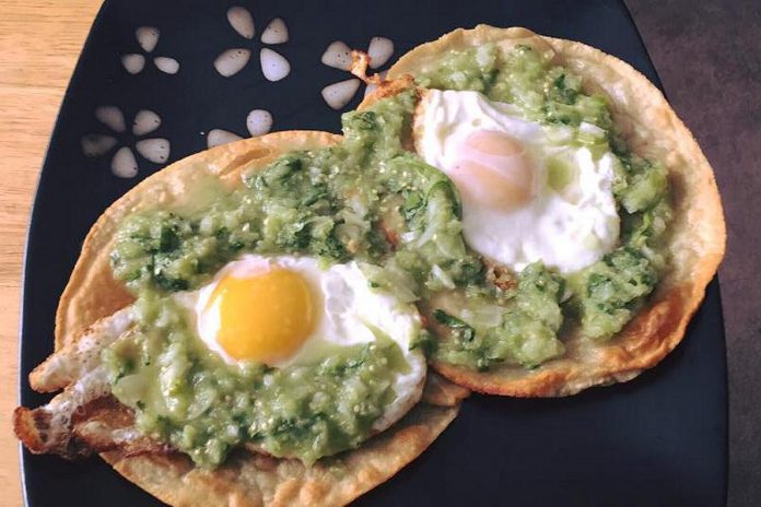 Chef Martin suggests using his tomatillo and avocado salsa on deep-fried tortillas (tostadas) with eggs over easy for a delicious breakfast. (Photo: La Mesita Catering)