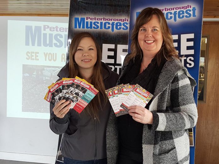 Peterborough Musicfest Marketing & Sales Coordinator Tashonna McDougall and General Manager Tracey Randall at the May 9 announcement of the 21st season of the annual free outdoor music festival at Del Crary Park in Peterborough. (Photo: Jeannine Taylor / kawarthaNOW)