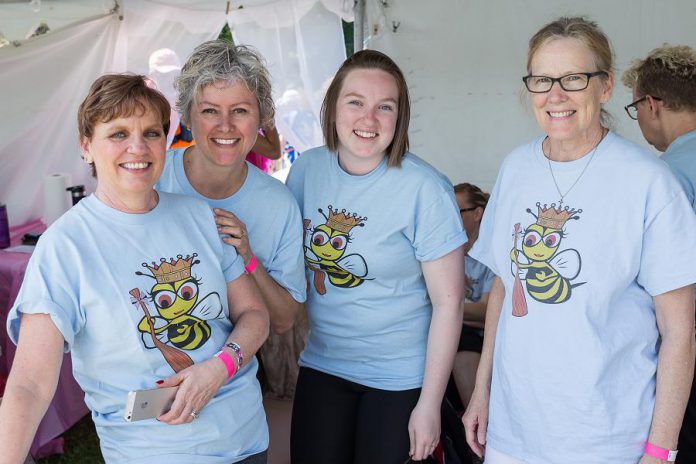 Patti Perry and Janice Ephgrave (left and second from left) of the RBC Queens Bees, the top fundraising team for the second year in a row. (Photo: Linda McIlwain / kawarthaNOW)