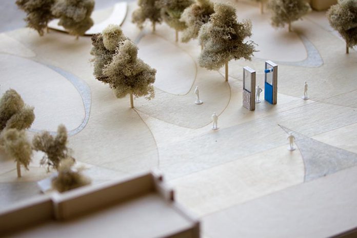 The UN Peacekeepers Monument will be installed in the Charlotte Street Urban Park in late 2018.  (Illustration: Studio F Minus)
