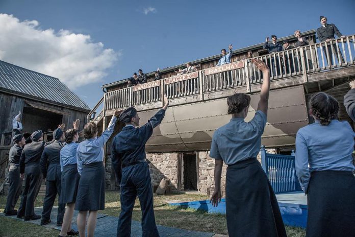 4th Line Theatre uses the outdoor setting of Winslow Farm to great effect for Bombers' set, designed by Glenn Davidson. (Photo: Rebekah Littlejohn)