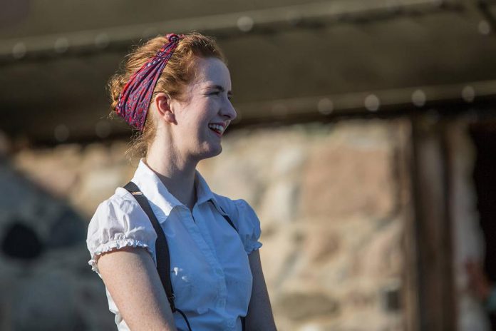 Erin Humphry as the young Oxford University student who interviews the elderly Peter Benton about his experiences as a bomber pilot in the Second World War. (Photo: Rebekah Littlejohn)