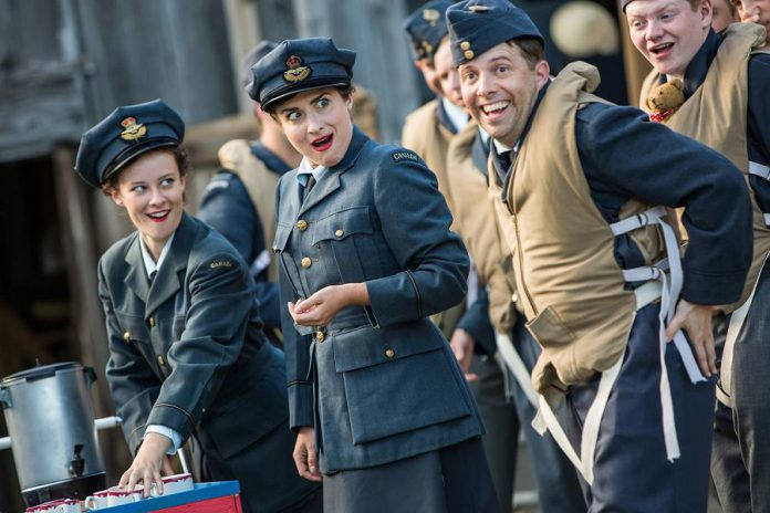 Frances Loiselle and Kait Dueck as Judy and Trudy with Colin Doyle as Peter Benton's best friend Sgt. Danny O'Neill. (Photo: Rebekah Littlejohn)