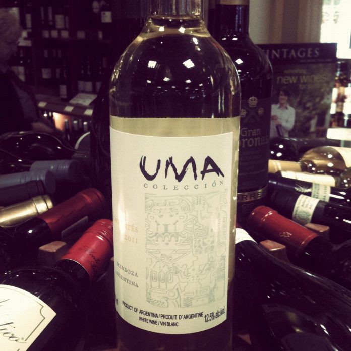 Uma Torrontes is a white wine from Argentina (photo by Carol Lawless)