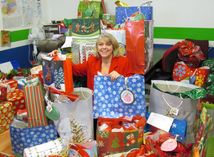 Founder and organizer Jay Lough Hayes during the first Santas for Peterborough Seniors campaign in 2012 (photo: kawarthaNOW)