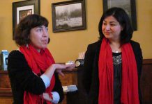 Red Pashmina Campaign founders Jess Melnik and Maryam Monsef at the Natas Cafe on February 19, where they announced the Women of Impact who will be photographed for the SPARK Photo Festival exhibit in April