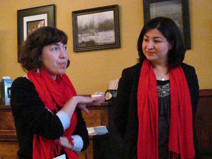 Red Pashmina Campaign founders Jess Melnik and Maryam Monsef at the Natas Cafe on February 19, where they announced the Women of Impact who will be photographed for the SPARK Photo Festival exhibit in April