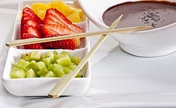 For dessert, try some fresh fruit with a dark chocolate fondue. Easy - but romantic!