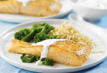 Pan Trout with Garlicky Rapini and Horseradish Yogurt (photo: Presidents Choice)