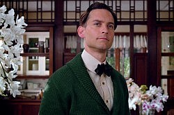 148 minutes of preposterously uninvolving narration from the charisma-free black hole that is Tobey Maguire, as natural-born wet blanket Nick Carraway (publicity photo)