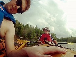 Nick and Andy testing their GoPro Hero2 at Sharbot Lake during Paddle for a Cause in 2012 (photo: Nick Fauset)