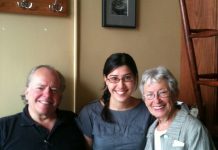 Event hosts Dr. Tom Phillips and Erica Cherney (right) with Shannon Mak of Le Petit Bar (photo: Carol Lawless)