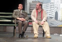 Matt Gilbert as Peter and Brad Brakenridge as Jerry in the Peterborough Theatre Guild's production of Edward Albee's "The Zoo Story" (photo: Sam Tweedle)