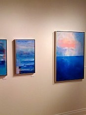 The horizon is strikingly emphasized in Janet's painting "Threshold" (right), but is more subtly suggested in others