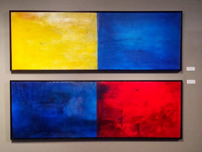 Though not conceived of as a pair, Janet Read's "Morning and Evening" and "Reading the Wave 3" hang together quite nicely as a quadriptych