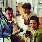 Pete and Catherine with Jeannine Taylor at Kruz FM (photo: Carol Lawless)