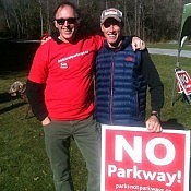 Rob Steinman and Mike Casey of the Parks Not Parkway campaign (photo: Carol Lawless)