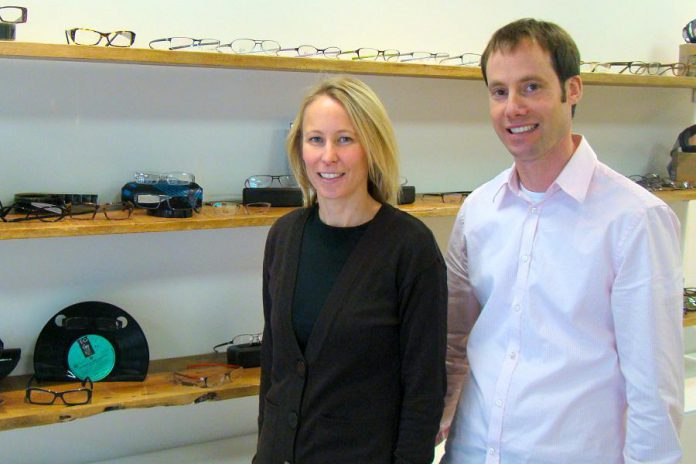 Shane and Amanda Palmer, owners of Green Eyewear Optical and early members of of the Green Business Peterborough program, have taken many steps to ensure their business is as eco-friendly as possible (photo: Matt Higgs)