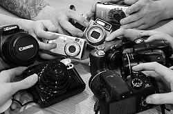 The array of cameras used to capture these different perspectives; the key feature is the person behind the lens. (Photo courtesy of John Marris)