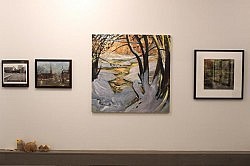 A closer look at a few of the fine examples of artwork in the 50/50 draw. Works from Roz Hermant, John Climenhage and Peer Christensen (photo: Artspace)