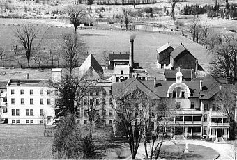 An aerial photograph of the Mount St. Joseph property and grounds taken in 1952; the property and the land beyond it looks a little different today (photo: Mount St. Joseph Archives)