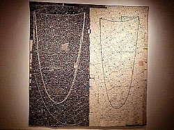 As I looked upon the vast 10'x 9'6" drop of "How Do We Know When It's Night?", it was as if it might be the embroidered equivalent of the Mayan calendar or the palimpsest from Sagan's "Contact"; an entire civilization might be encoded there (photo: Michael Fazackerley)