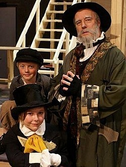 Jackson Freeman as Oliver, Rob Ainsworth as Fagan, and Talen Waller as The Artful Dodger