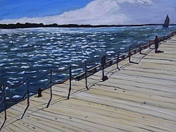 "Toronto Boardwalk". Dianne is really enjoying the process of painting places she has visited to bring out the feeling that is evoked by being there.
