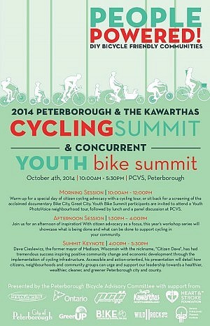 "Citizen Dave" Cieslewicz, the former mayor of Madison Wisconsin who has had tremendous success inspiring positive community change and economic development by implementing cycling infrastructure, will deliver the keynote address at the The Peterborough and Kawarthas Cycling Summit