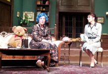 Linda Driscoll as Mrs. Ethel Savage and Sharon Gildea as Miss Wilhelmina in "The Curious Savage"