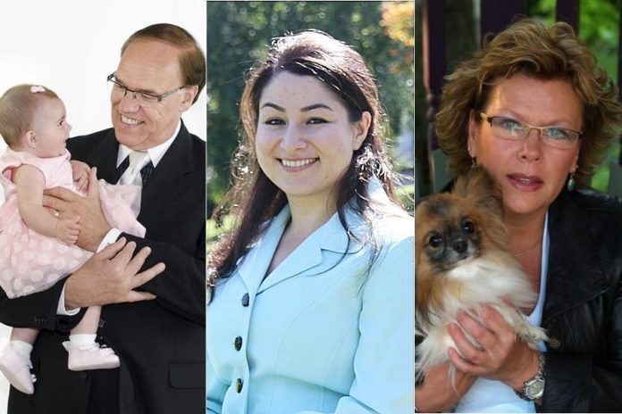 As of September 9, five people have declared their candidacy for the job of Peterborough's mayor. Pictured are incumbent Darryl Bennett, community organizer Maryam Monsef, and former city councillor Patti Peeters; Not pictured are transit advocate Tom Young and George "Terry" Leblanc. (Photos from candidate websites and Facebook).