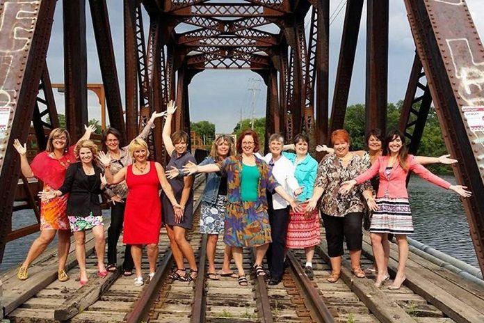 The 2014/15 board of directors of Women's Business Network (WBN) of Peterborough poses at the Water St. railway bridge (photo: WBN)