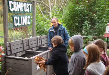 Kids learn the basics of composting at GreenUP Ecology Park as part of hands-on programs offered to local schools (photo: Peterborough GreenUP)