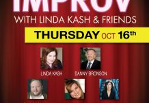 The next "Dinner & Improv with Linda Kash & Friends" takes place on October 16th at The Venue in Peterborough