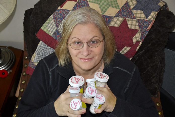 Jeanne Pengelly with some of the medication she needs to help manage her recently diagnosed diabetes (photo: Jeanne Pengelly)