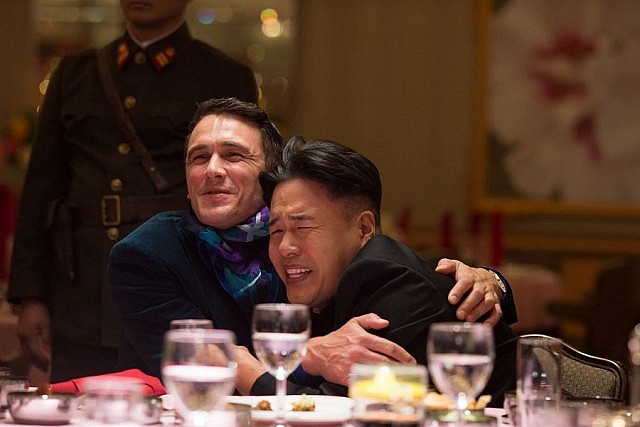 In the fictional world of The Interview, real-life North Korean dictator Kim Jong-un (Randall Park) is an avid fan of a celebrity talk show hosted by Dave Skylark (James Franco)
