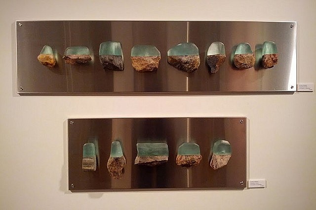 Christy Haldane's "Kawartha Series", rock/glass on stainless steel (Photo: Michael Fazackerley)