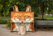 Foxgang Amadeus, designed and painted by Cobourg artist Katriona Dean, is #1 on Bored Panda's list of most beautiful outdoor pianos in the world (photo: Katriona Dean)