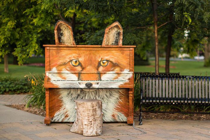 Foxgang Amadeus, designed and painted by Cobourg artist Katriona Dean, is #1 on Bored Panda's list of most beautiful outdoor pianos in the world (photo: Katriona Dean)