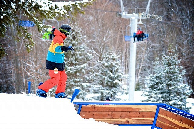 New boxes and rails added this year at Sir Sam's have garnered rave reviews from snowboarders