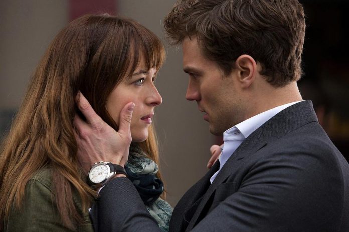 Dakota Johnson and Jamie Dornan star in "Fifty Shades of Grey", which film reviewer Elliott Burton describes as a "turgid, alienating mess"