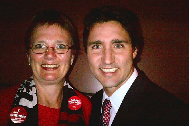 Cammie Jaquays with federal Liberal leader Justin Trudeau (photo courtesy of Cammie Jaquays)