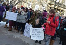A community protest against Dalhousie University's response to misogynistic Facebook posts by some of its male dentistry students. CBC has released results of an investigation on the number of sexual assaults reported over a five-year period at Canadian universities (photo: Nick Holland/The Watch)