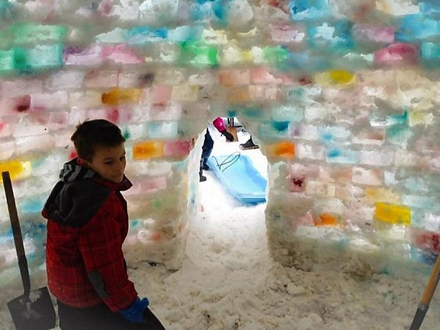 Inside the igloo, now emptied of snow