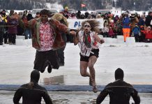 The theme of the 2015 BEL Rotary 35th Annual Polar Plunge, held on Feburary 1st at Chemong Lake in Ennismore, was "Zombies and Survivors" (photo: carrie Copeland)
