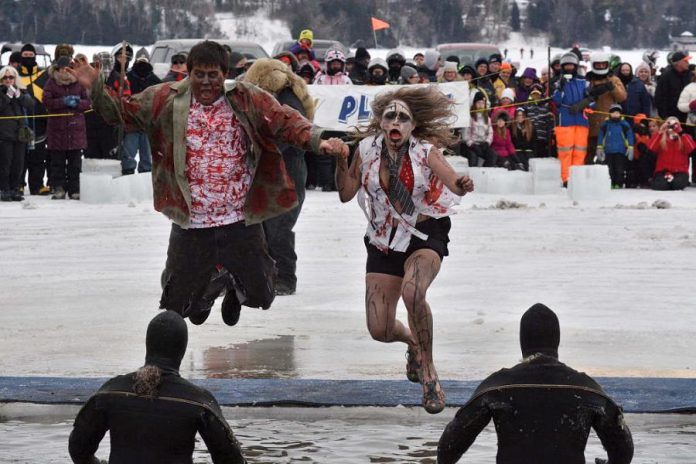 The theme of the 2015 BEL Rotary 35th Annual Polar Plunge, held on Feburary 1st at Chemong Lake in Ennismore, was "Zombies and Survivors" (photo: carrie Copeland)