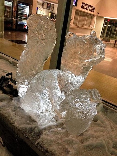 A creative ice sculpture by local carver Levi Caya is a new addition to this year's igloo
