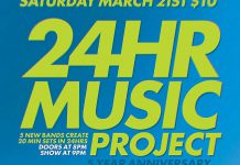 The 24 Hour Music Project concert takes place at the Red Dog in Peterborough on Saturday, March 21 (poster: Atomic Film Shop)