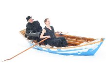 The poetic one-act play "Myrmidon", performed by Kate Story and Curtis Driedger, is featured at Public Energy's Emergency #21 festival running March 26-29 in Peterborough. Kate and Curtis Driedger already participated in a brave adventure getting this photo taken on the Otonabee River in February. (Photo: Wayne Eardley)